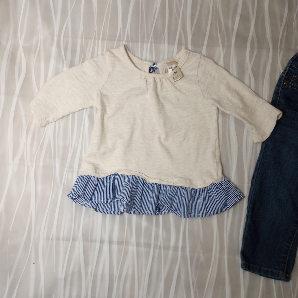 Oshkosh B'gosh Two piece Set Blue White Denim Size 18M - Picture 9 of 12